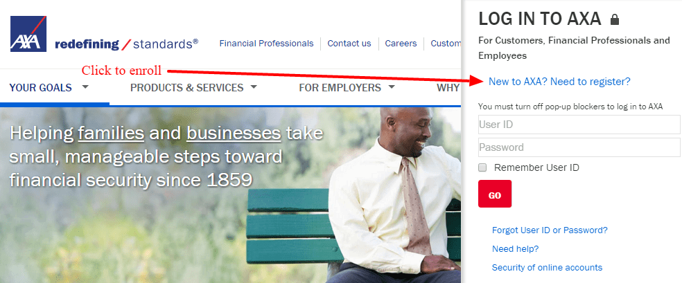 AXA Equitable Insurance Online Login CC Bank