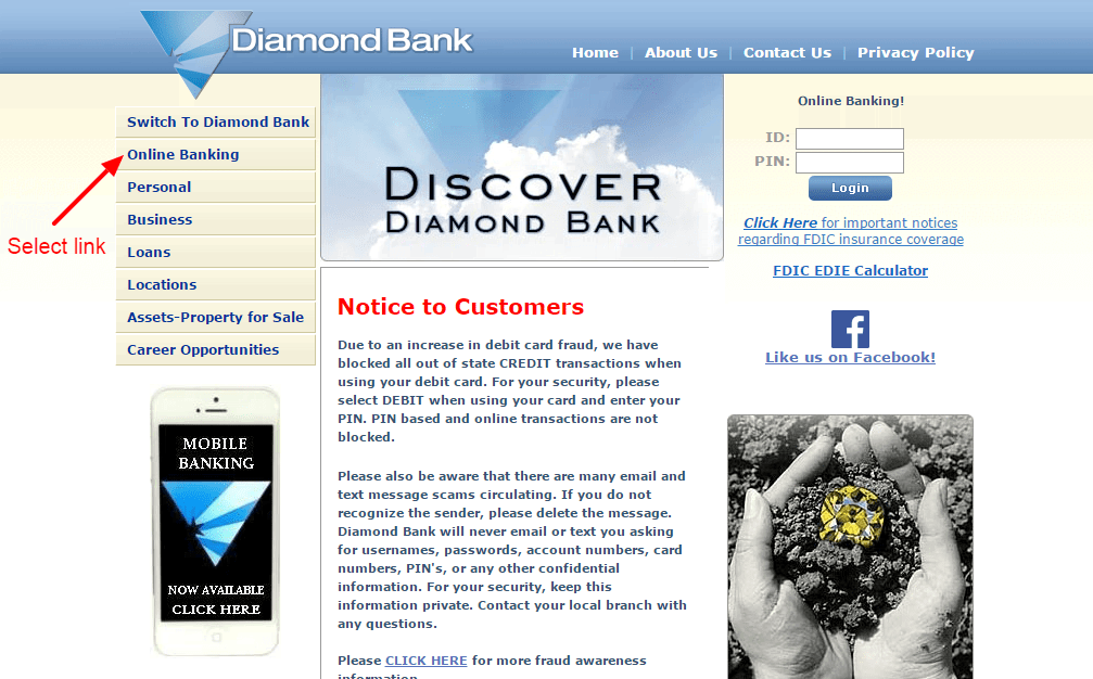 Diamond Bank Online Banking Login CC Bank