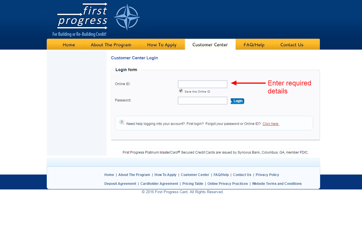 First Progress Credit Card Online Login CC Bank