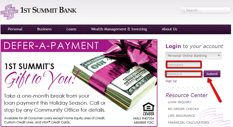 1st Summit Bank Online Banking