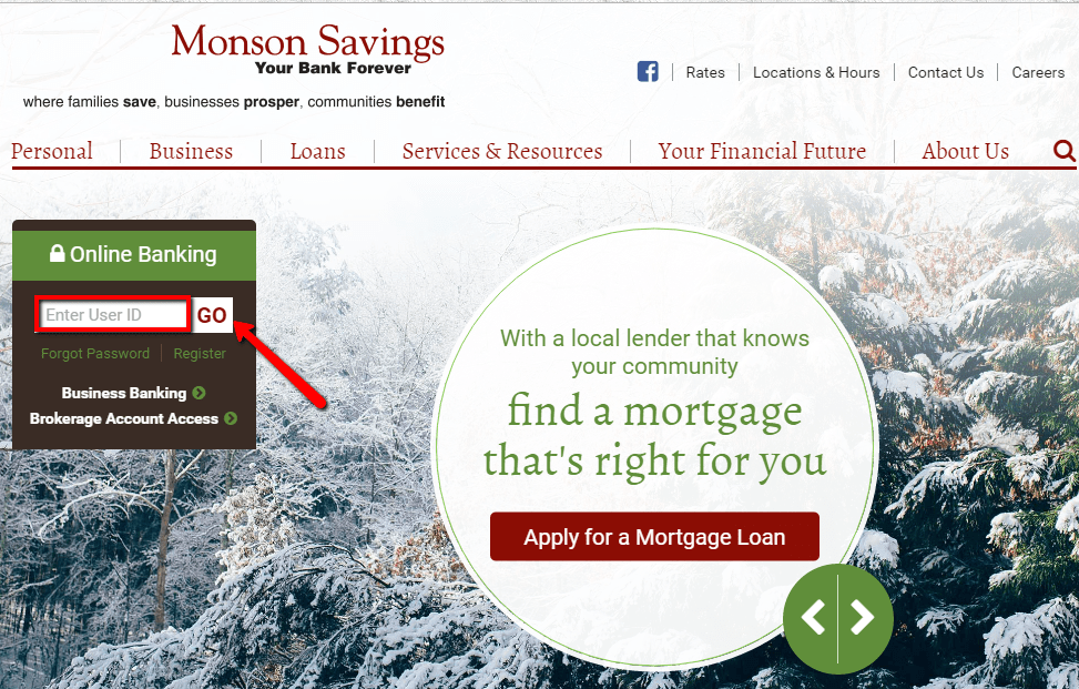 Monson Savings Bank Online Banking Login CC Bank