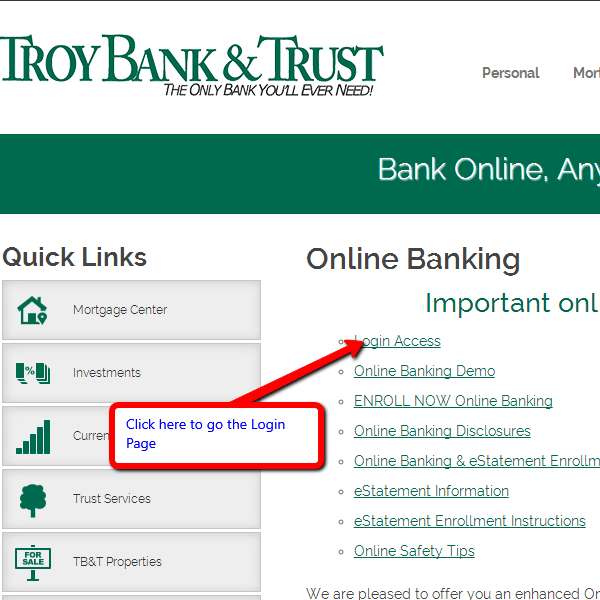 Troy Bank and Trust Online Banking Login CC Bank