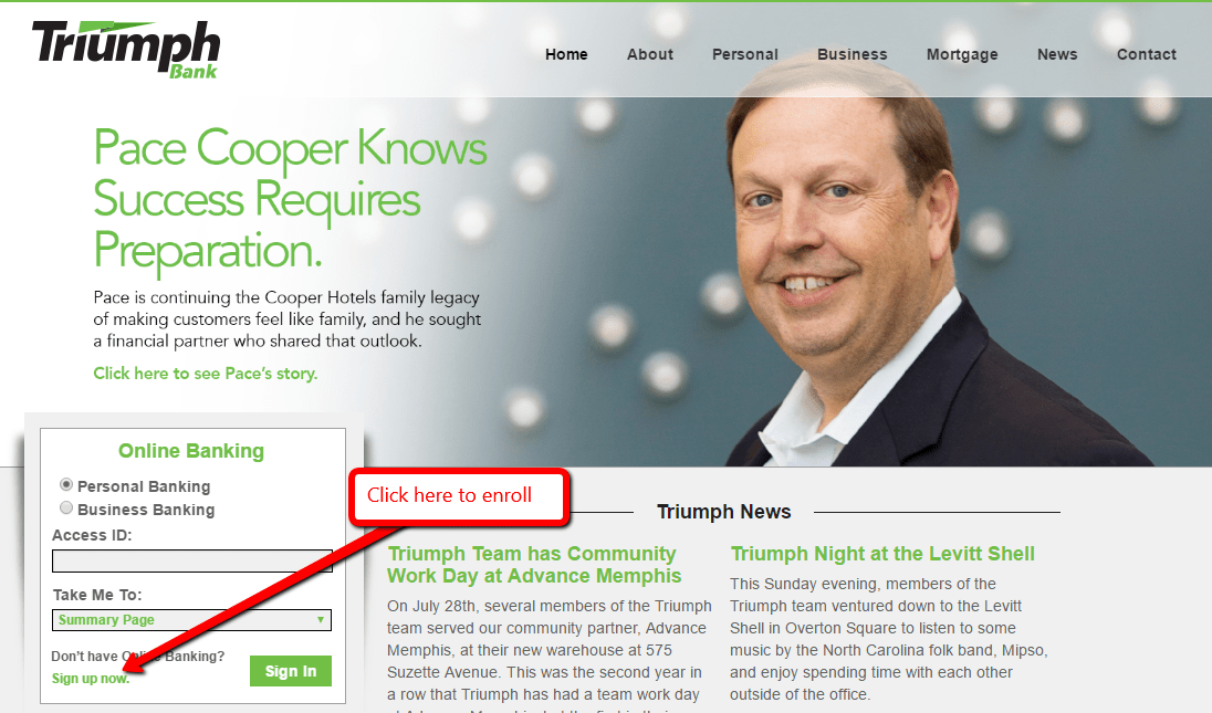 Triumph Bank Online Banking Login CC Bank