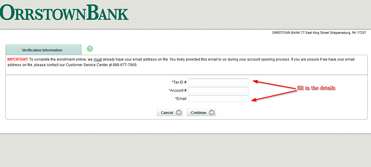 Orrstown Bank Online Banking Login CC Bank