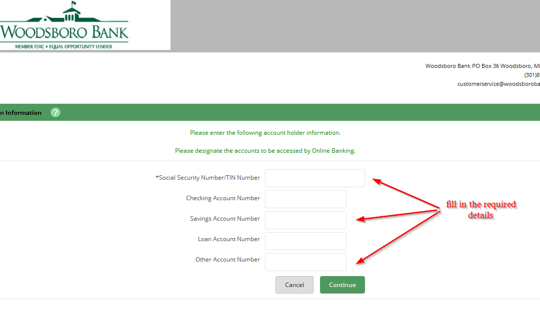 Woodsboro Bank Online Banking Login CC Bank