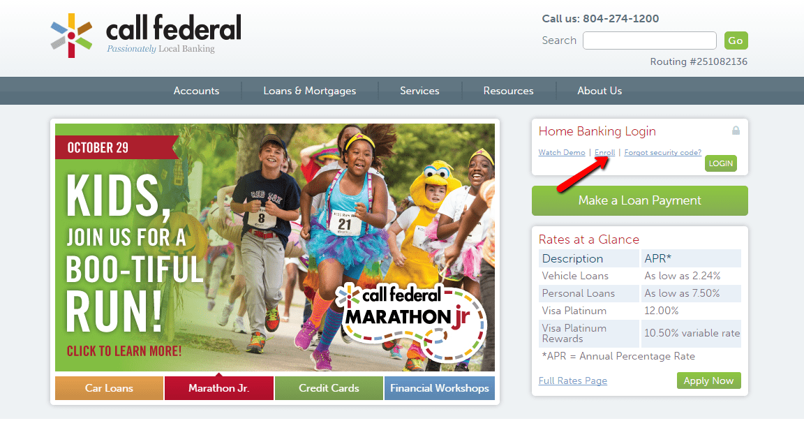Call Federal Credit Union Online Banking Login CC Bank