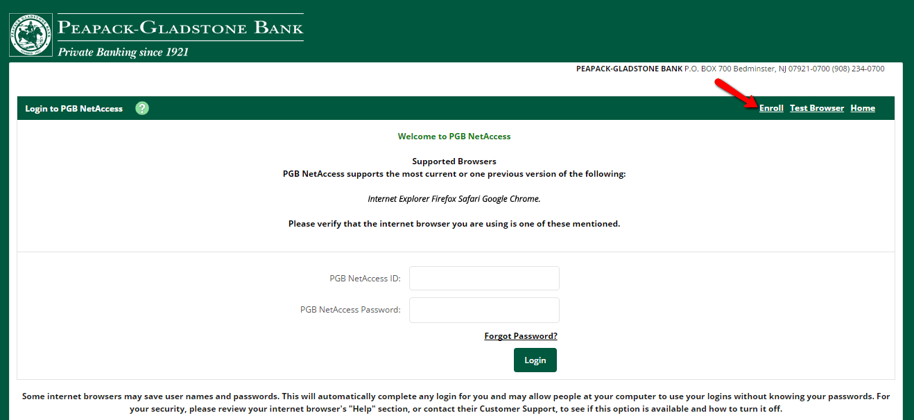 PeapackGladstone Bank Online Banking Login CC Bank
