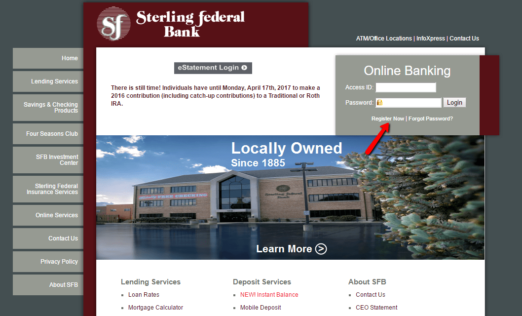 Sterling Federal Bank Online Banking Login CC Bank