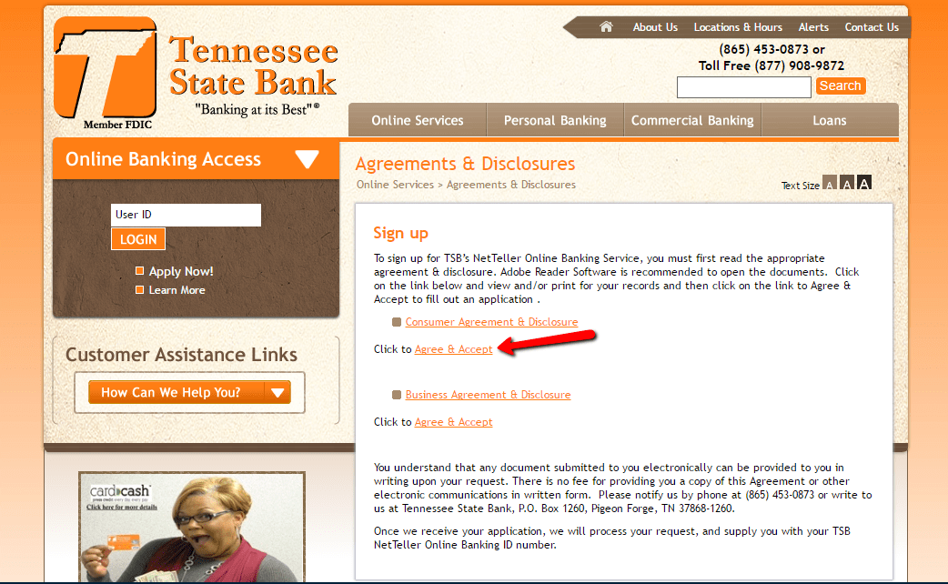 Tennessee State Bank Online Banking Login CC Bank