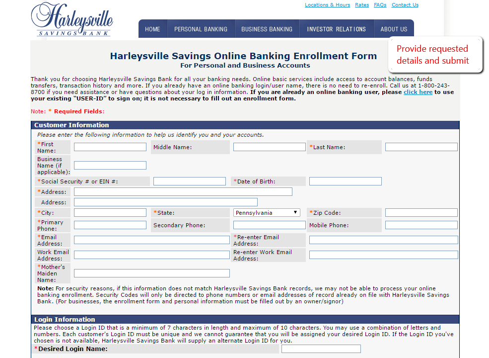 Harleysville Savings Bank Online Banking Login CC Bank
