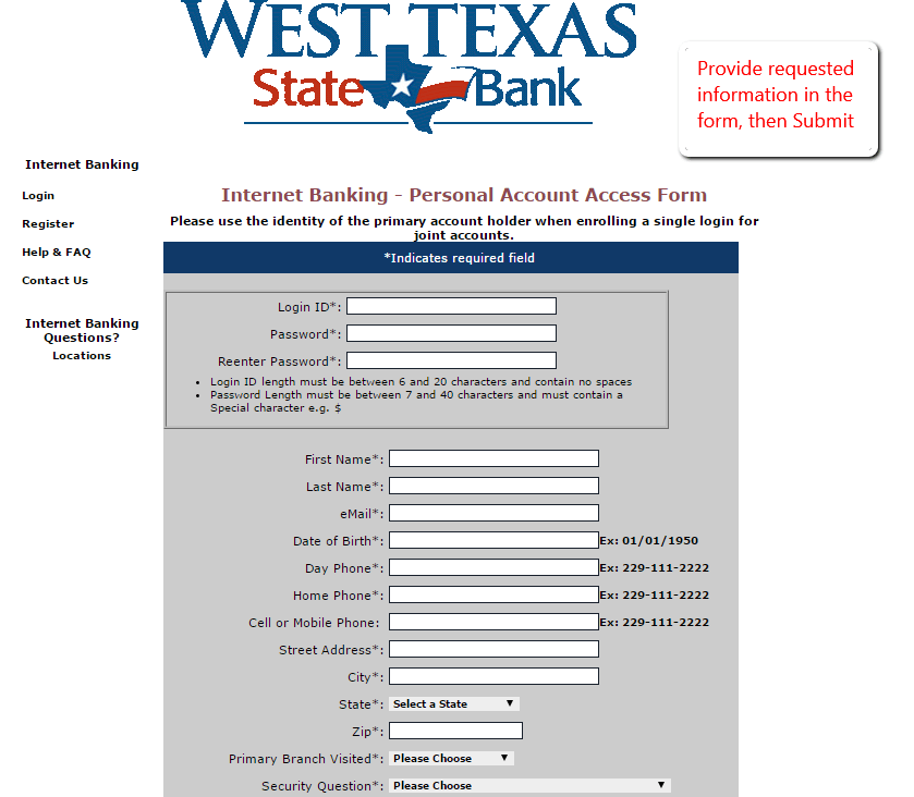 West Texas State Bank Online Banking Login CC Bank