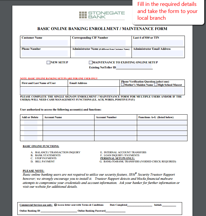 Stonegate Bank Online Banking Login CC Bank