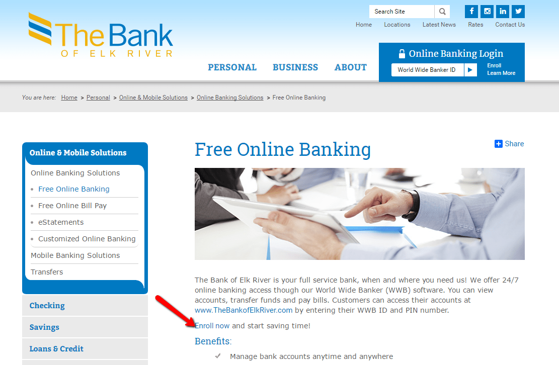The Bank of Elk River Online Banking Login CC Bank