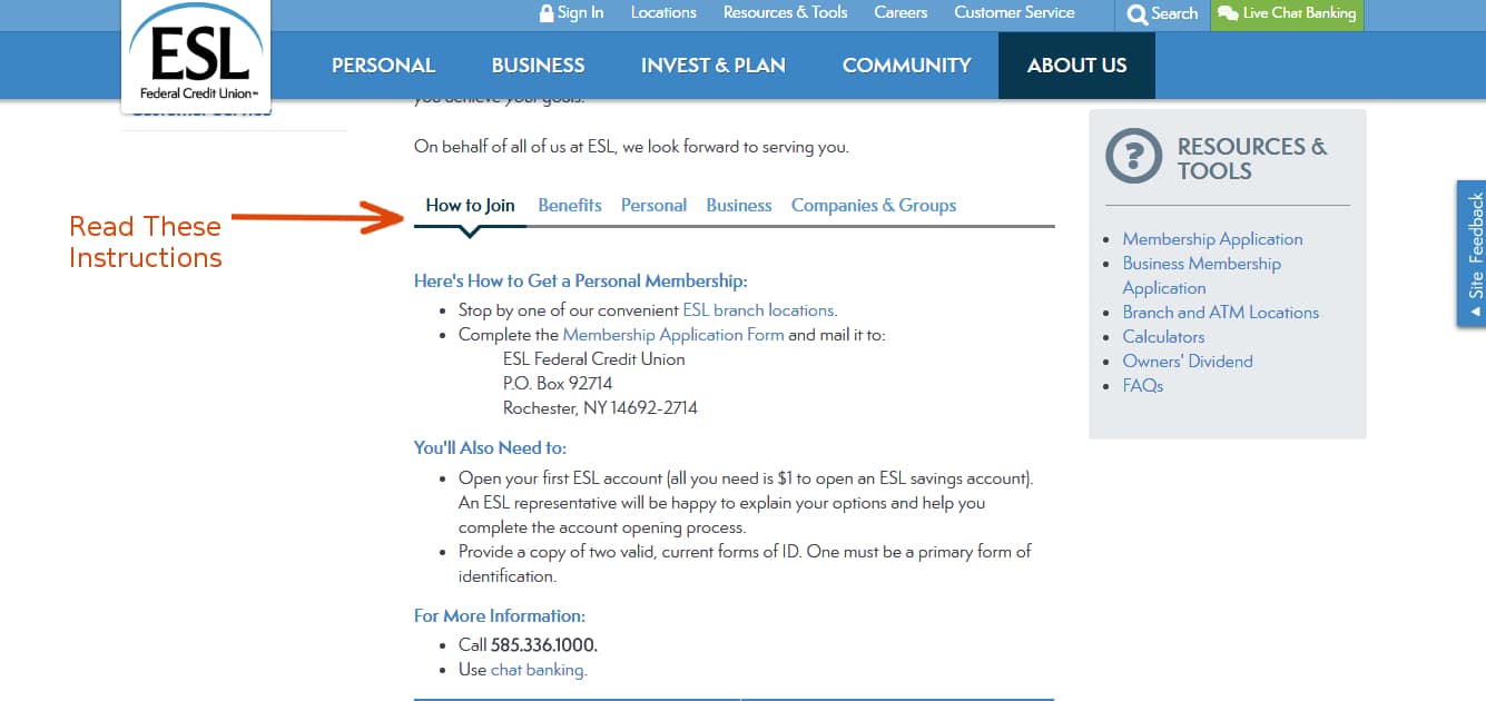 ESL Frederal Credit Union Online Banking Login CC Bank