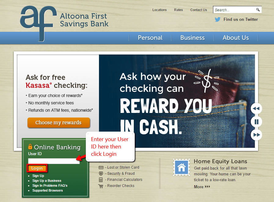 Altoona First Savings Bank Online Banking Login CC Bank