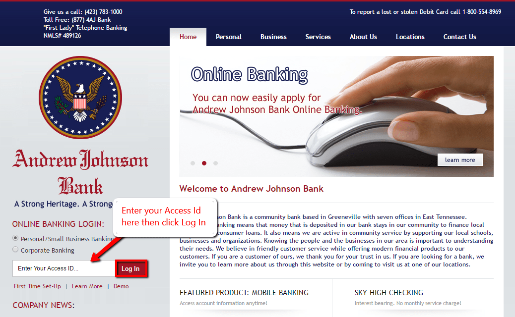 Andrew Johnson Bank Online Banking Login CC Bank