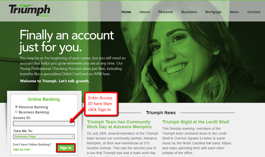 Triumph Bank Online Banking Login CC Bank