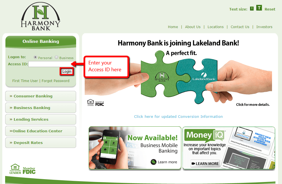 Harmony Bank Online Banking Login CC Bank