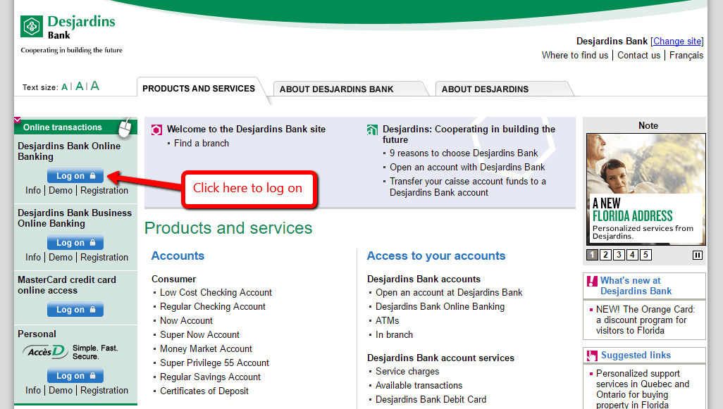 Desjardins Bank Online Banking Login CC Bank