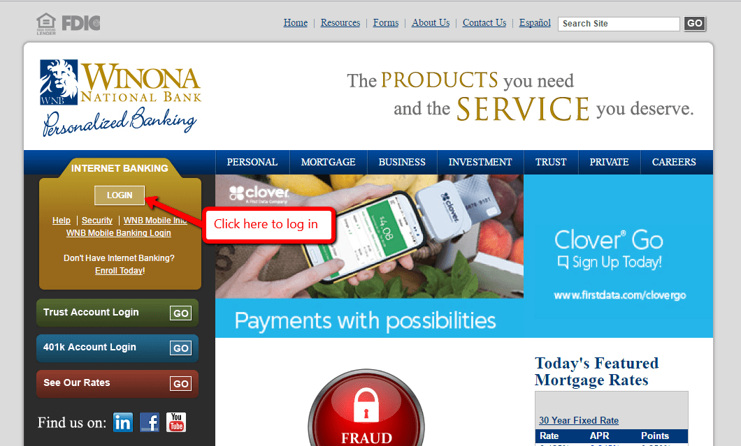 Winona National Bank Online Banking Login CC Bank
