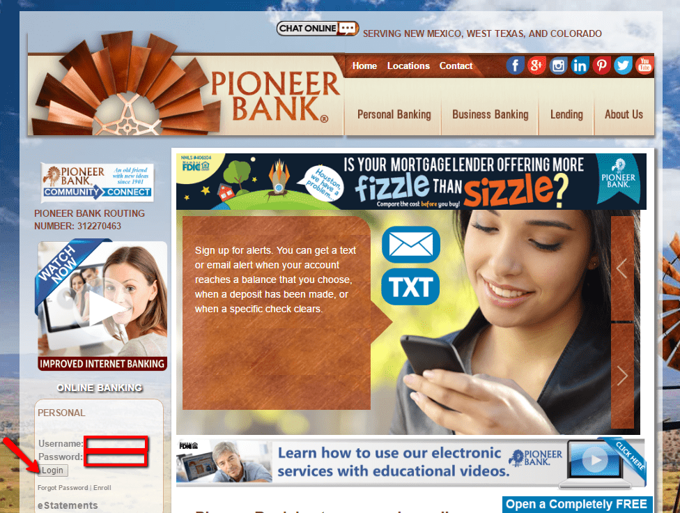 Pioneer Bank Online Banking Login CC Bank