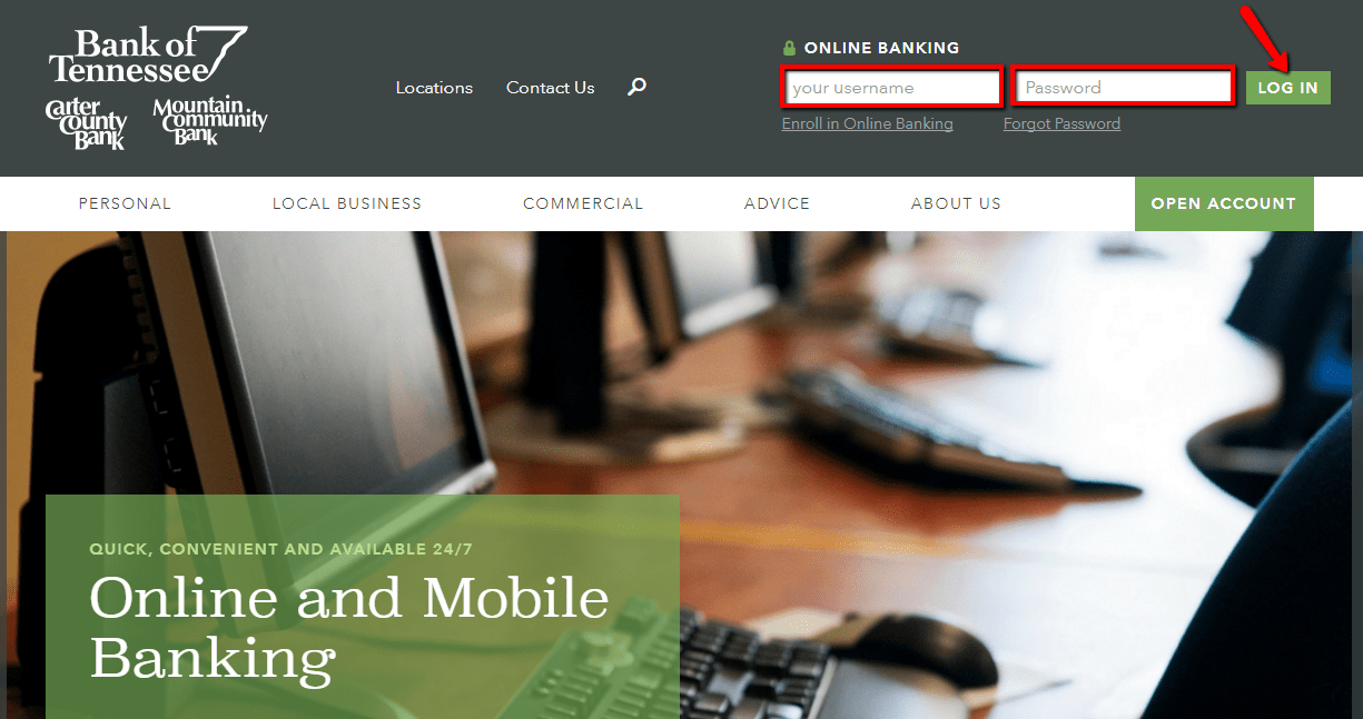 Bank of Tennessee Online Banking Login CC Bank