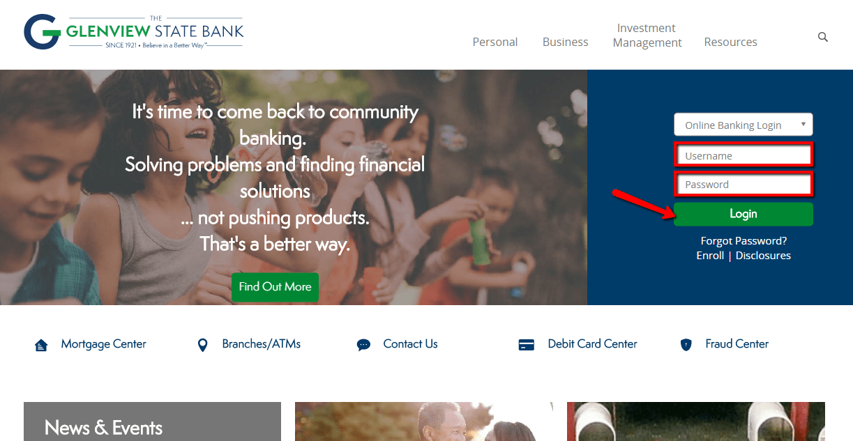 Glenview State Bank Online Banking Login CC Bank