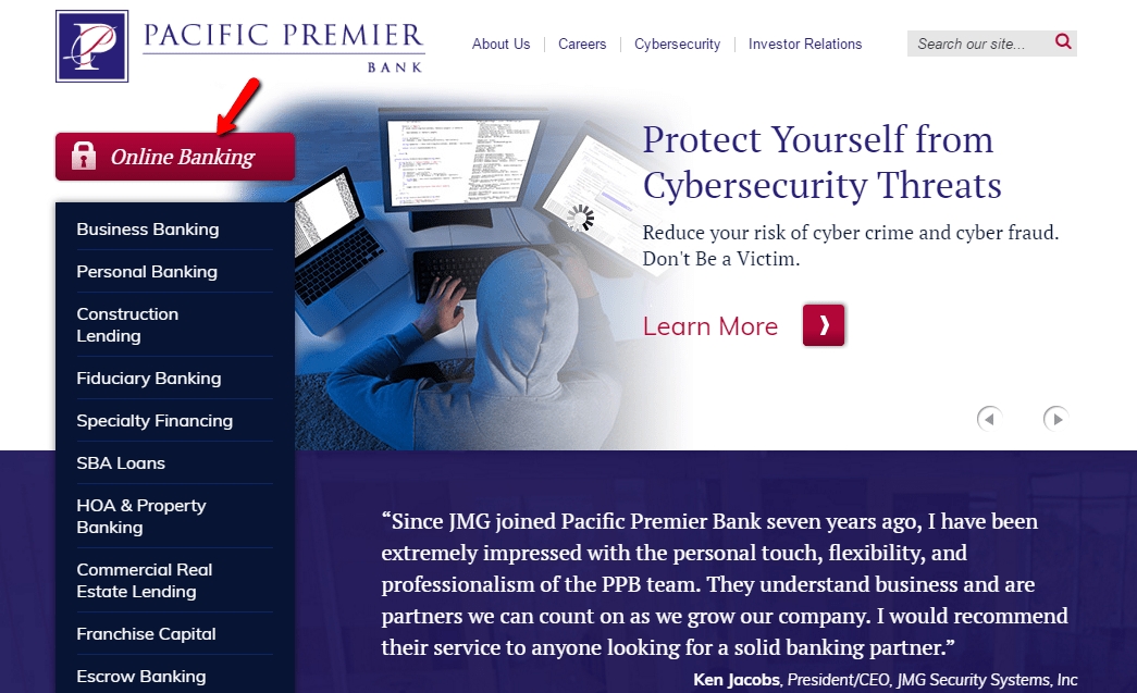 Pacific Premier Bank Online Banking Login CC Bank