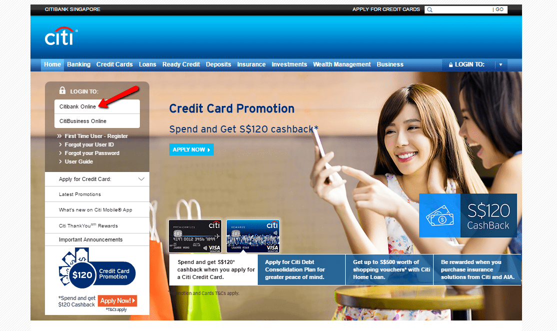 Citibank Singapore Online Banking Login CC Bank