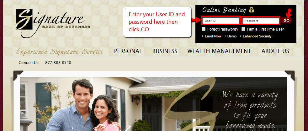 Signature Bank of Arkansas Online Banking Login CC Bank
