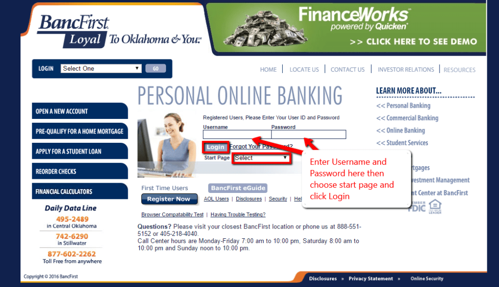 Connect to BancFirst CC Bank Online Banking