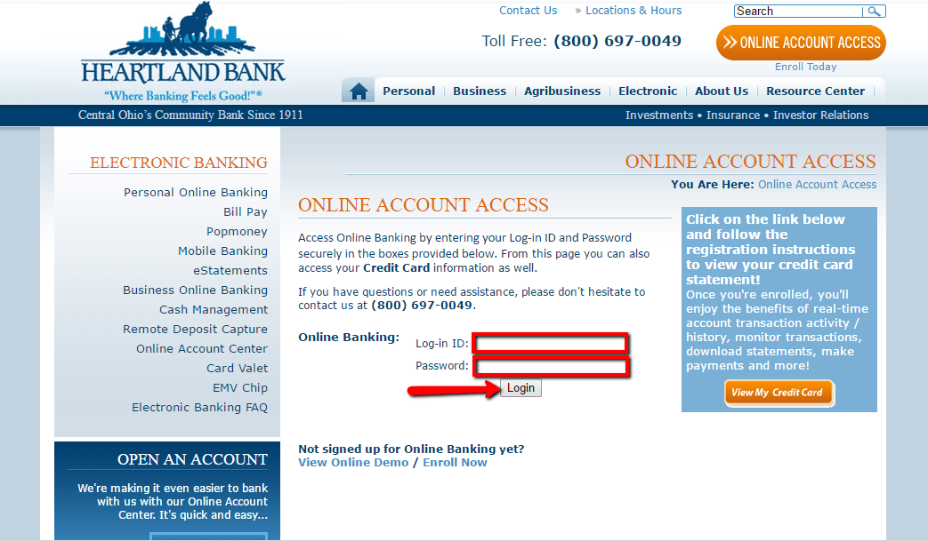 Heartland Bank Online Banking Login CC Bank