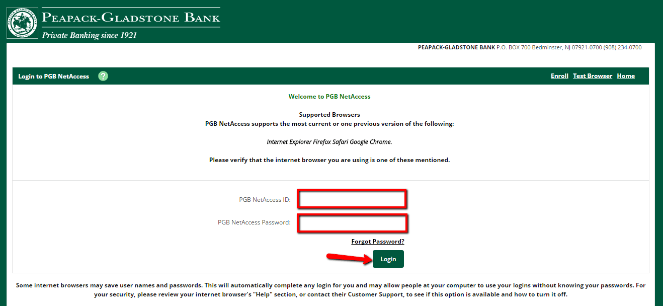 PeapackGladstone Bank Online Banking Login CC Bank