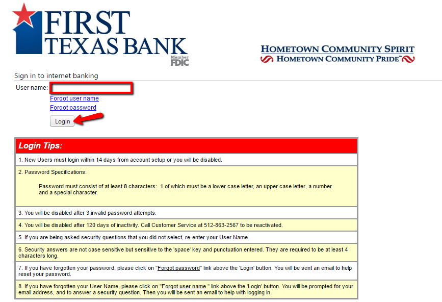First Texas Bank Online Banking Login CC Bank