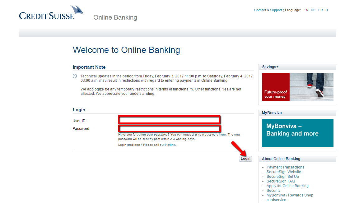 Credit Suisse Online Banking Login CC Bank