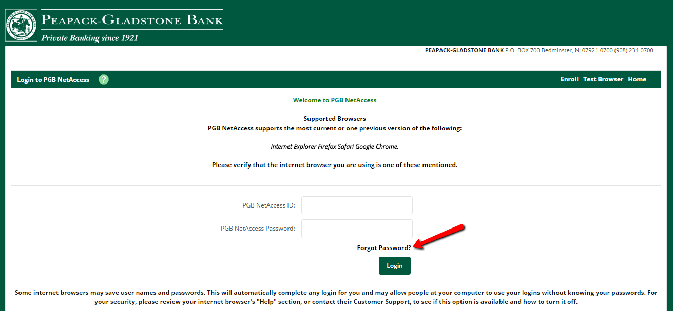 PeapackGladstone Bank Online Banking Login CC Bank