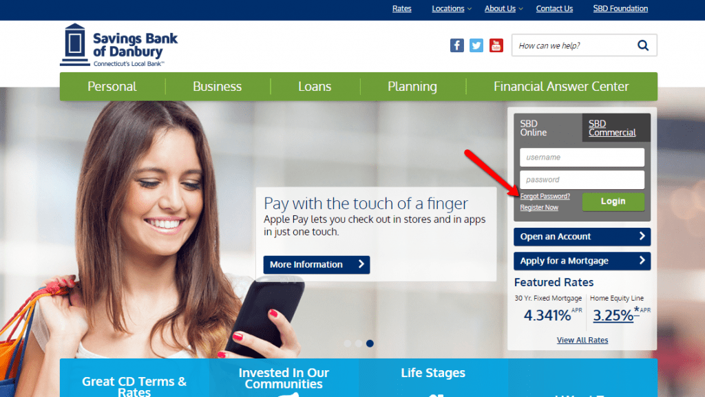 Savings Bank of Danbury Online Banking Login CC Bank