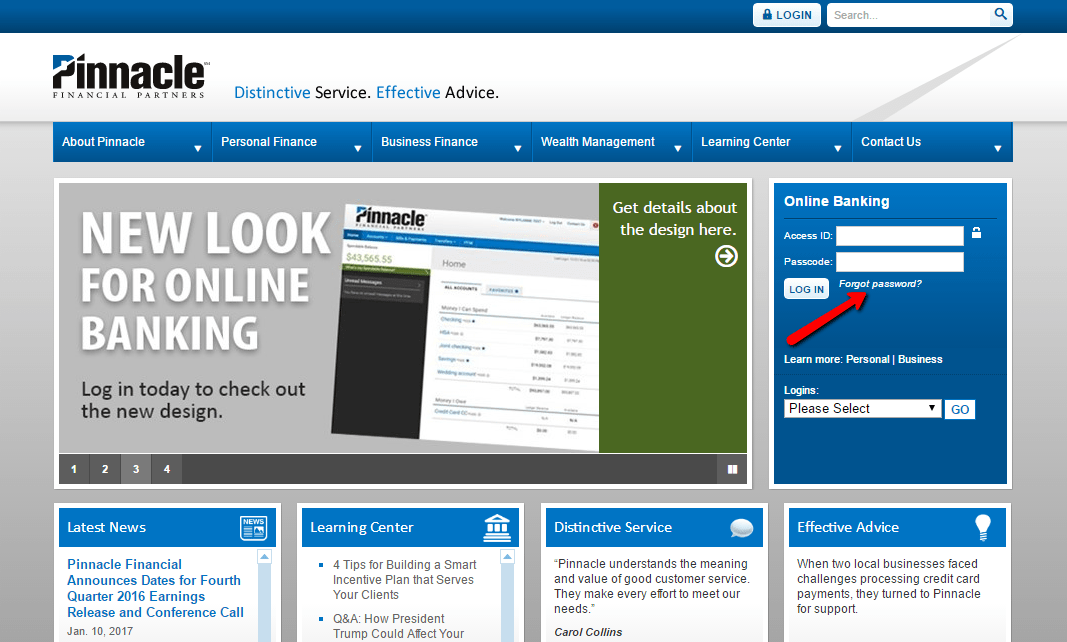 Pinnacle Financial Partners Online Banking Login CC Bank