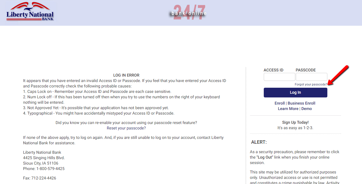 Liberty National Bank Online Banking Login CC Bank