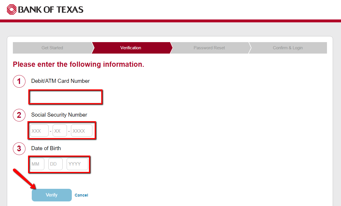 Bank of Texas Online Banking Login CC Bank