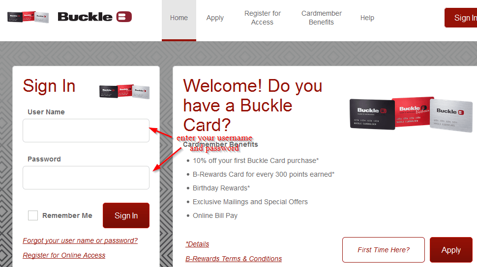Buckle Credit Card Online Login CC Bank