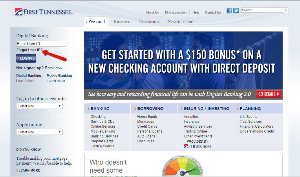 First Tennessee Bank Online Banking Login CC Bank