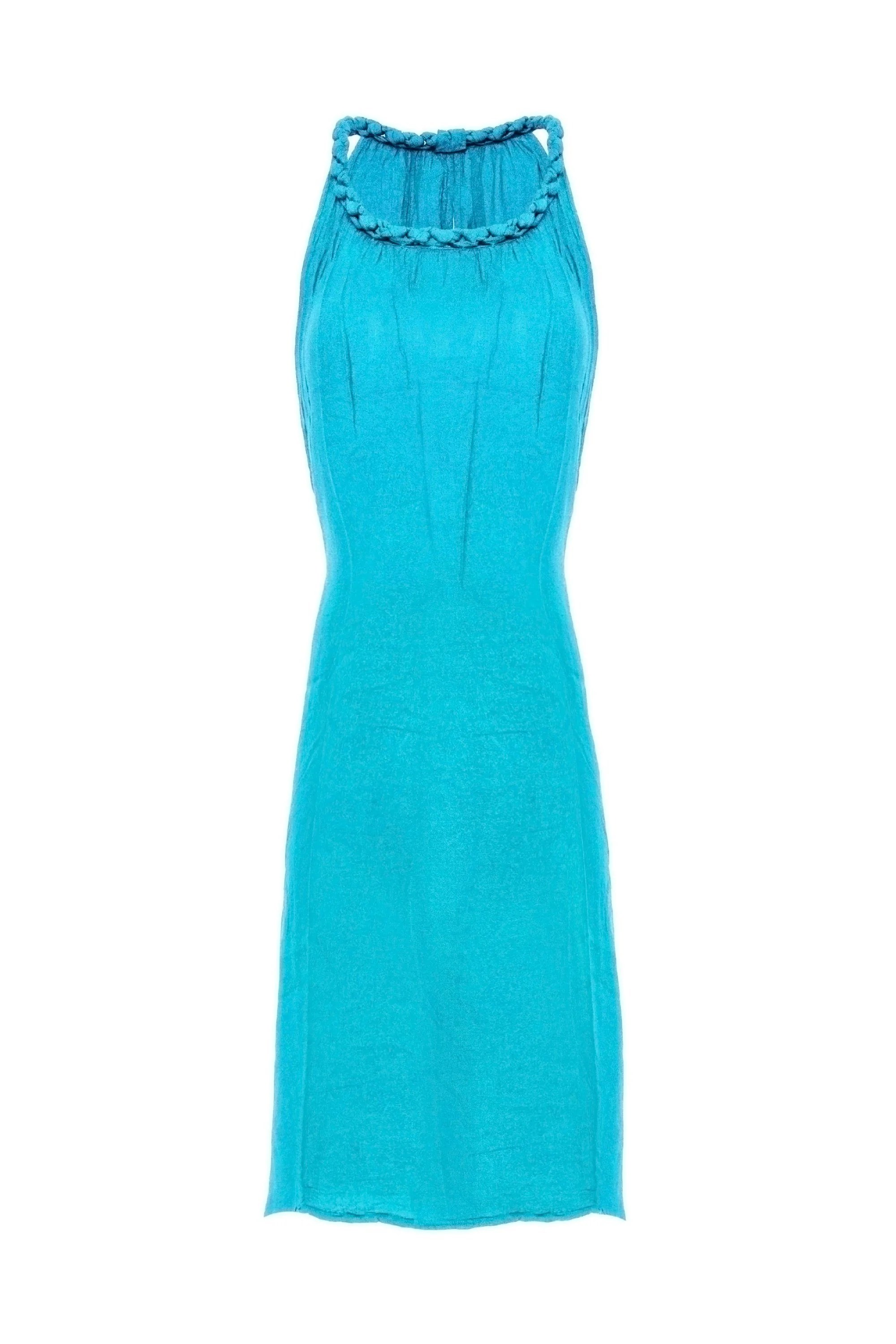 CCcollections Luxury Natural Cotton Dress MidLength with Plait Straps