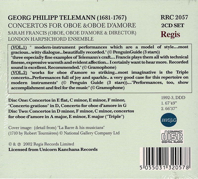 Club CD TELEMANN Oboe Concertos/Oboe D'Amore Concertos