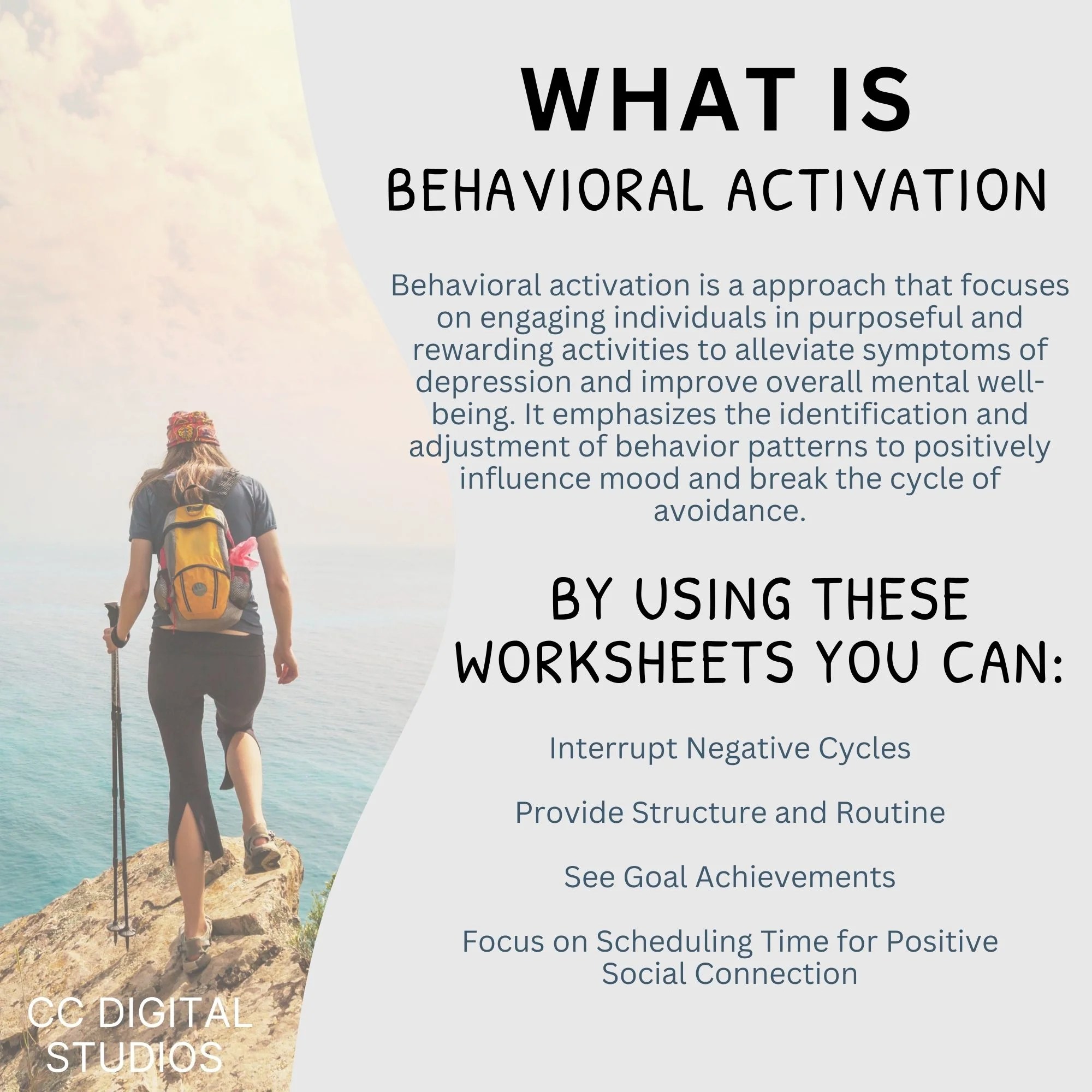 CBT Worksheet Behavioral Activation, Therapy Resource, Mental Health W