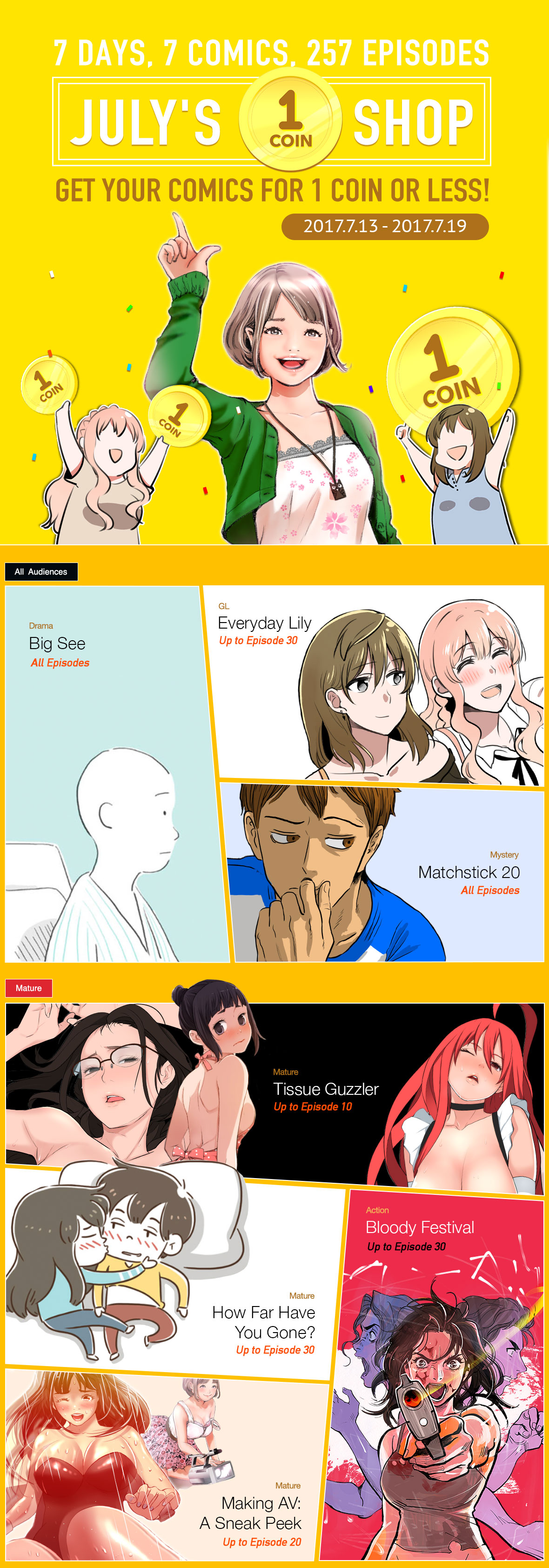 One Coin Shop Get your comics for 1 Coin or Less! Lezhin Comics