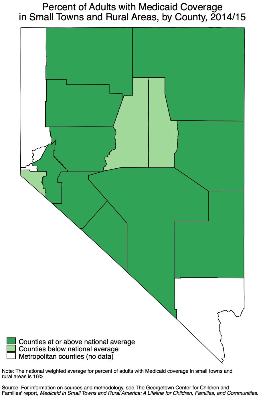 Kaart California Nevada Medicaid State Data on Adult Health Coverage in Small Towns and Rural Areas