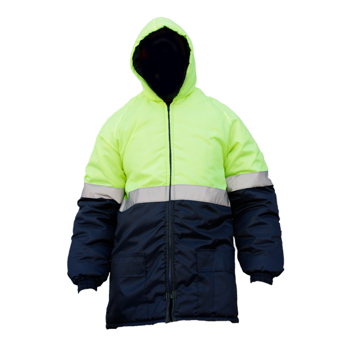 Freezer Jacket with Hood Lime / Navy 50mm Silver Reflective Freezer