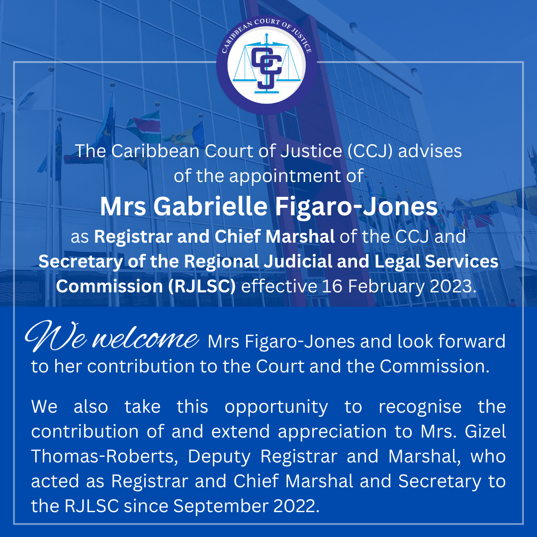 New Registrar and Chief Marshal Assumes Duty Caribbean Court of Justice