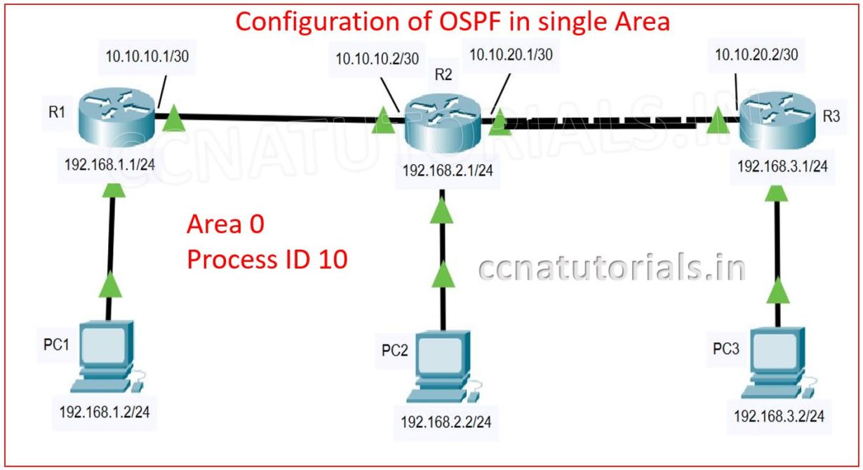Configuration of OSPF in single Area explained for ccna 200301 exam